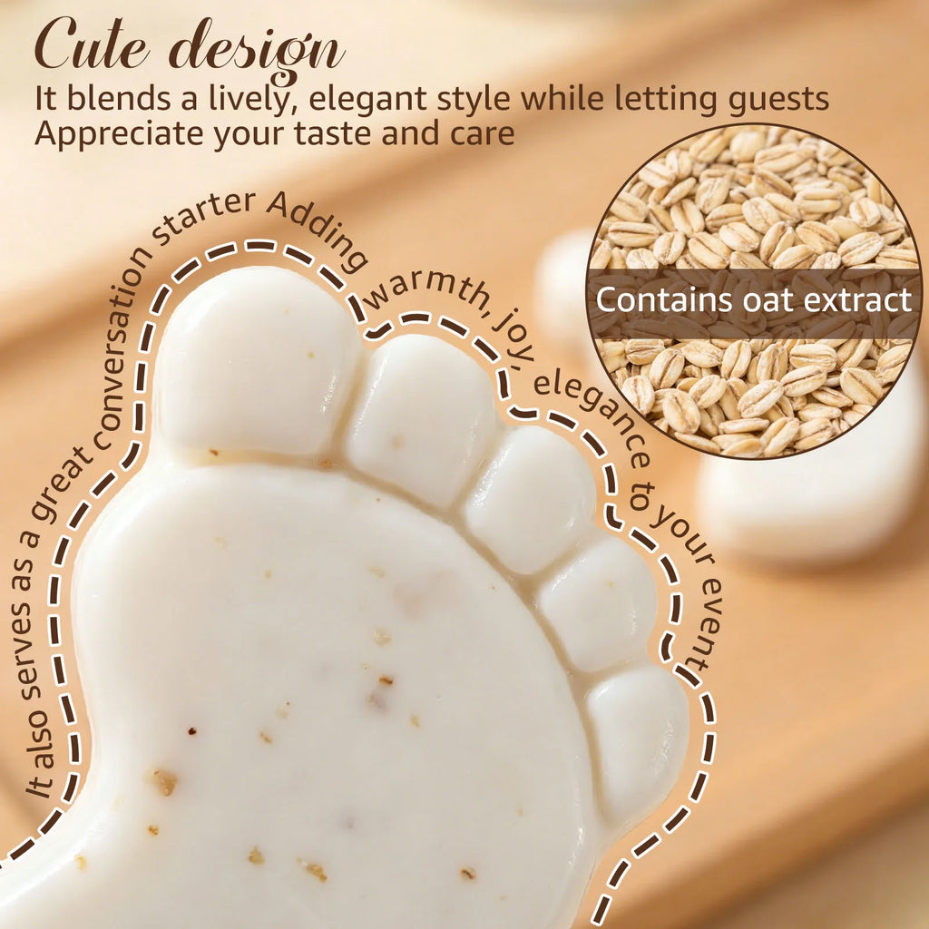 50 Sets Baby Shower Favors Cute Footprint Oatmeal Glycerin Soaps with Organza Bag and Thank You Card Keepsake Present for Guests