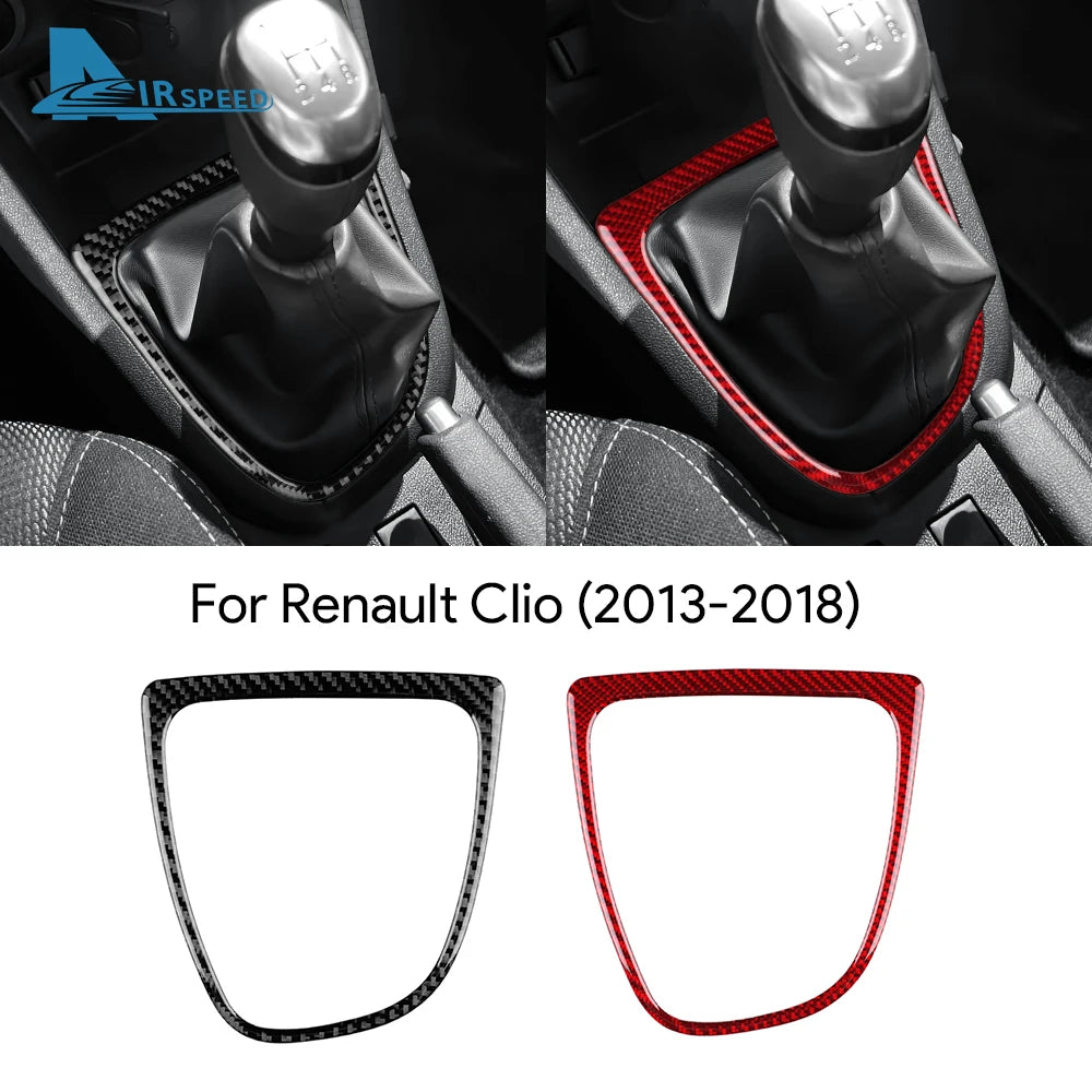 Real Soft Carbon Fiber Sticker For Renault Clio 4 2013 2014 2015 2016 2017 2018 LHD RHD Car Gear Outer Shift Frame Interior