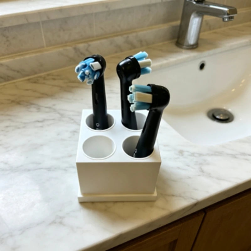 Dust Cover Toothbrush Head Storage Case 4 Compartments Drainage Tray  Dry Keep Bathroom Sink Tidy Fit Most Electric Brush Heads