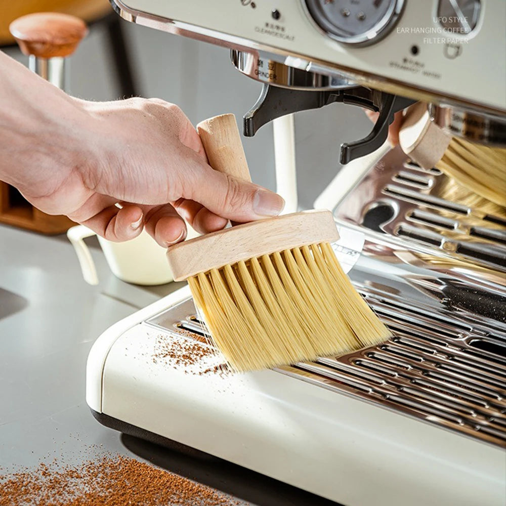 Solid Wood Coffee Brush Coffee Countertop Cleaning Brush Coffee Grounds Powder Broom Cleaning Brush Barista Accessories