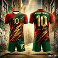 Fashion New Yamal No.10 3D Breathable Football Summer Children's Adult T-shirt Shorts Loose Set Parent Child Clothing