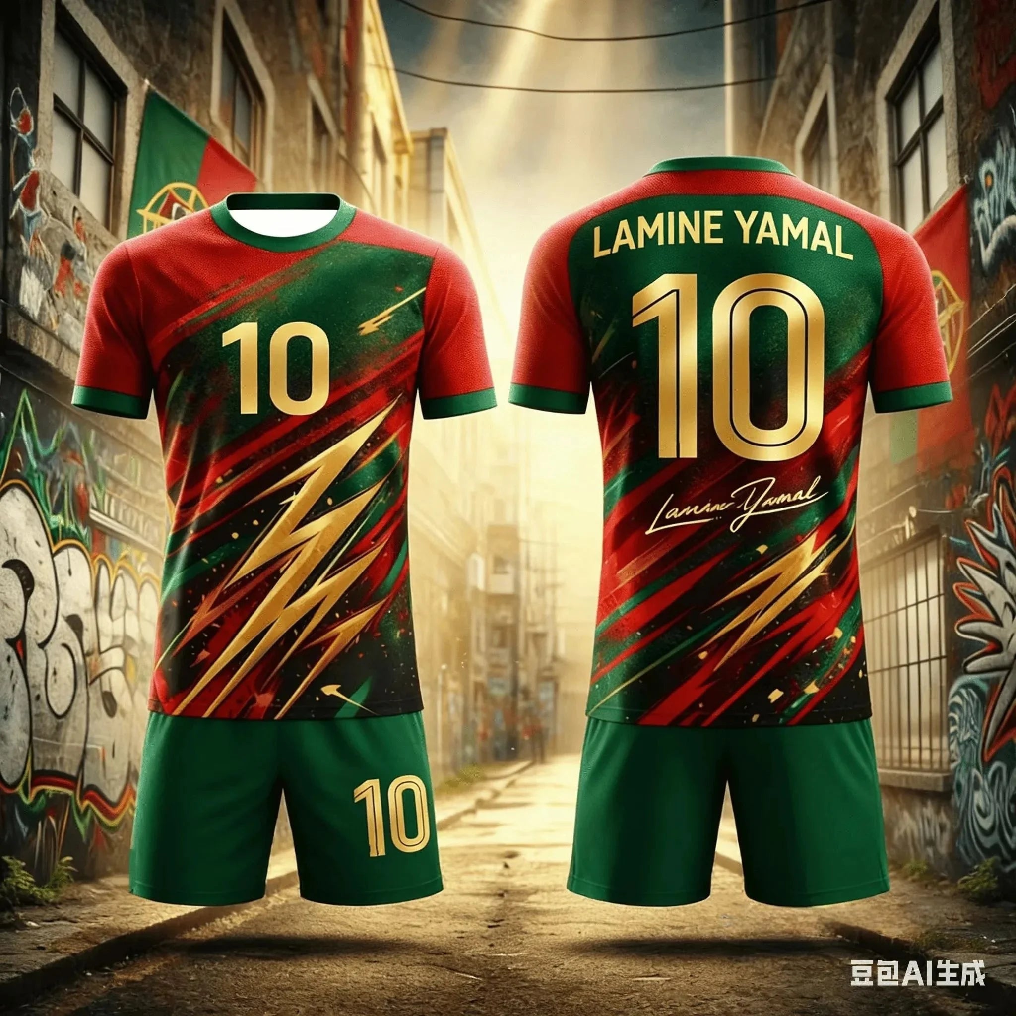 Fashion New Yamal No.10 3D Breathable Football Summer Children's Adult T-shirt Shorts Loose Set Parent Child Clothing