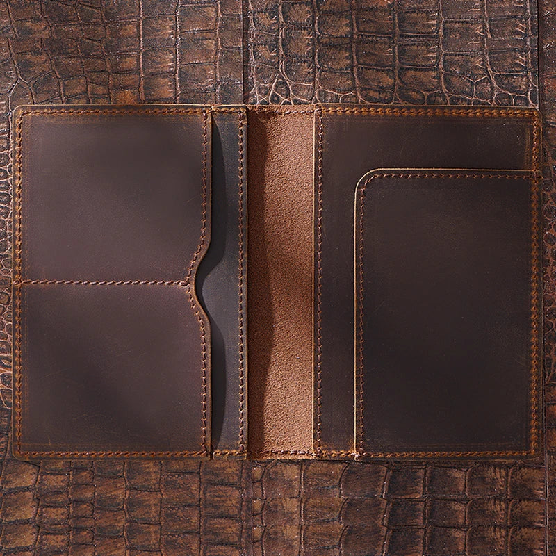 Genuine Leather Passport Holder for Men - Vintage Travel Wallet, Handmade Cowhide Document Organizer, RFID Blocking Cover