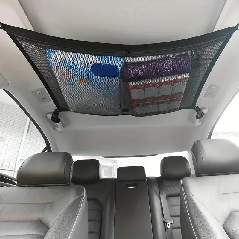 SUV Car Ceiling Storage Net Pocket Car Roof Bag Interior Cargo Net Breathable Mesh Bag Auto Stowing Tidying Interior Accessories
