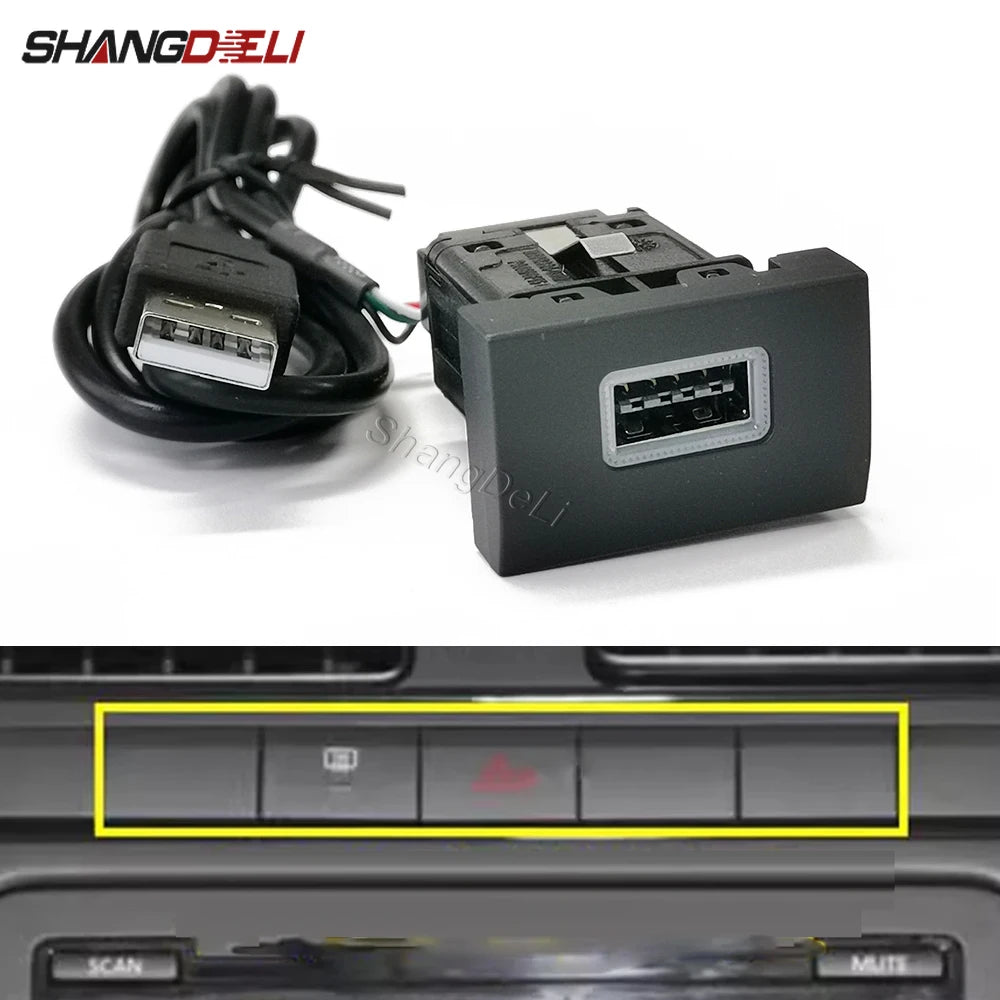 For VW Polo 2011-2013 Car USB Input Adapter Socket Audio Radio U-disk Flash Socket Interface Adapter with Cable