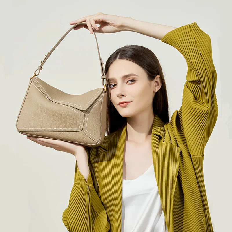 Luxury New Design Handbags Female Crossbody Bag Vintage High-end Geometry Genuine Cowhide Leather Bag Women Fashion Underarm Bag