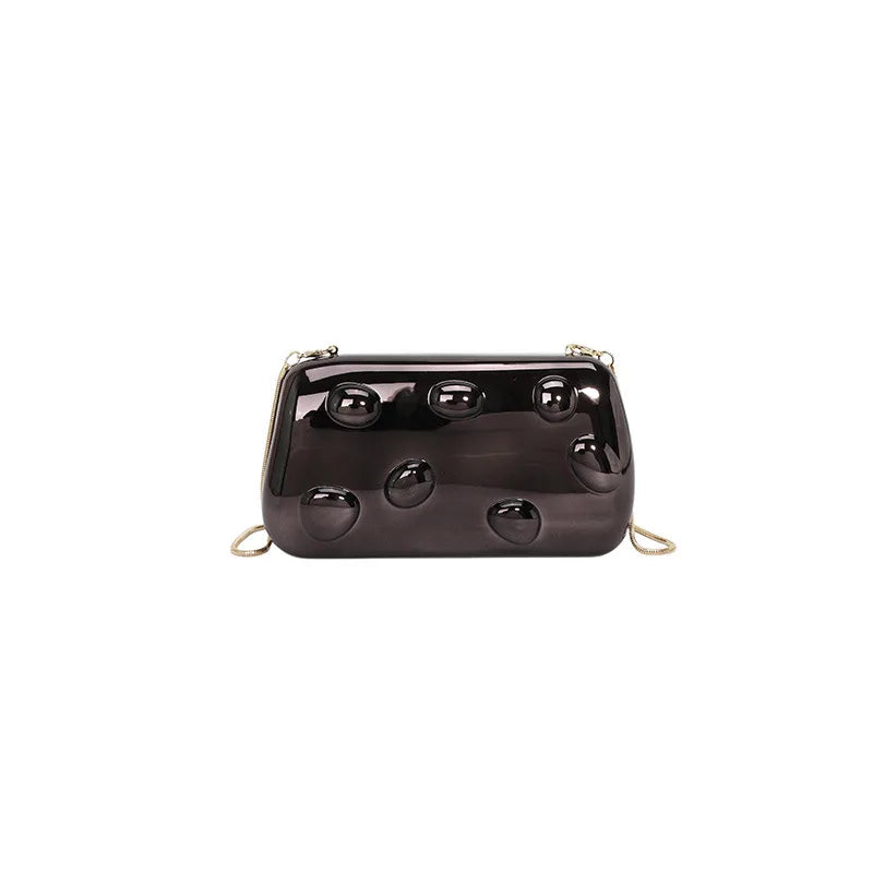 Personalized acrylic egg box bag 2026 new fashion glossy dinner bag women's beaded handbag