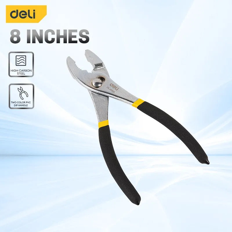 Deli 6"/8"/10" Slip Joint Pliers Carp Pliers 2nd Gear Adjustable Automobile Repair Tool Big Mouth Fish Tail Pliers Slipper Plier
