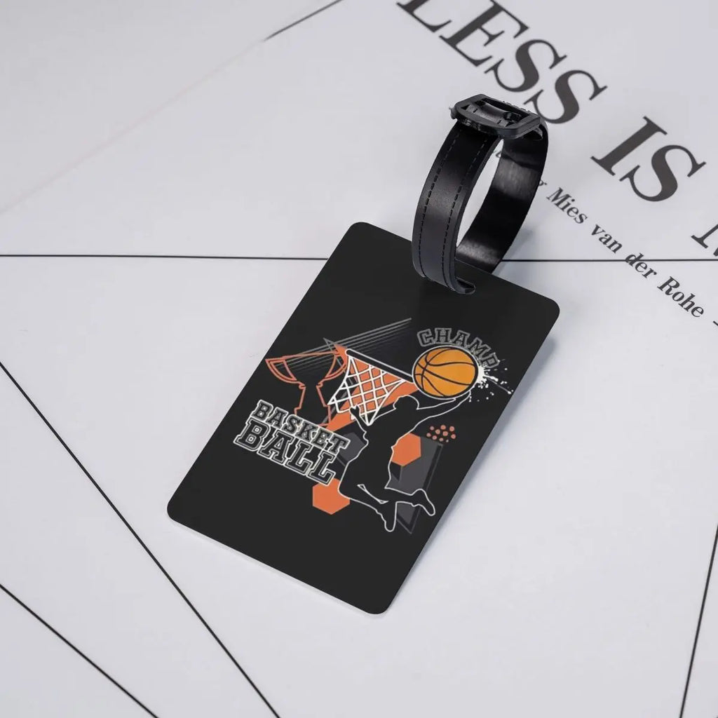 Custom Basketball Dots Round Luggage Tag Privacy Protection Physical culture Baggage Tags Travel Bag Labels Suitcase