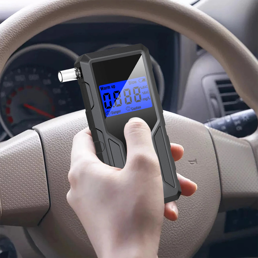 Portable Breathalyzer with 5 Replaceable Mouthpieces Breath Alcohol Detector for Driving Safety Party Travel and Home Use