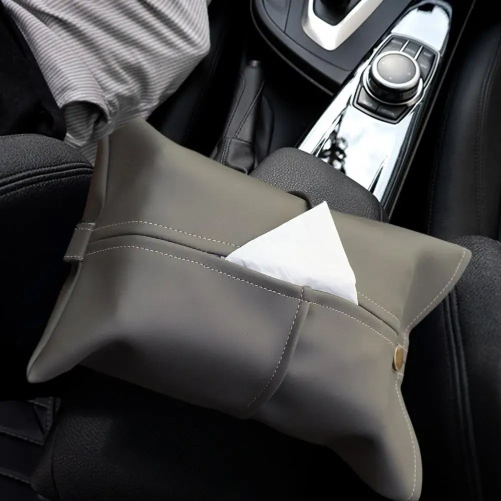 Car Tissue Box Leather Car Center Console Armrest Napkin Box Sun Visor Backseat Tissue Case Car Mounted Paper Box Tissue Box