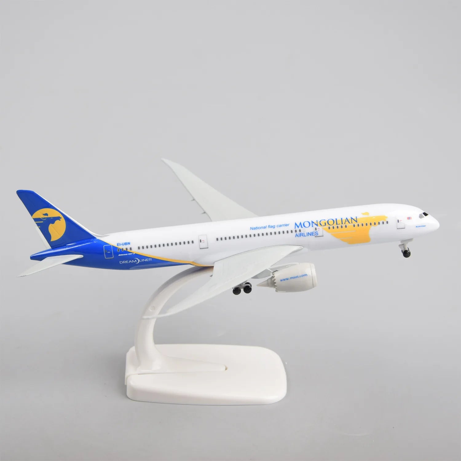 20cm Mongolian B787 Diecast Metal Toy Airplane Model Kit with Landing Gear Wheels for Collections Display or Boys Gift