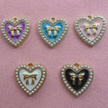 10pcs Small Fragrant Wind Love Peach Heart Butterfly Knot DIY Jewelry Accessories Alloy Pendant Bag Decoration Pendant Accessori
