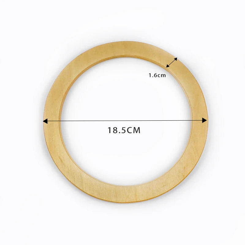 2Pcs Deepeel Natural Wooden Bag Handle Purse HandBags O Ring Handles Purses Round Frame DIY Bags Bracket Replacement Accessories