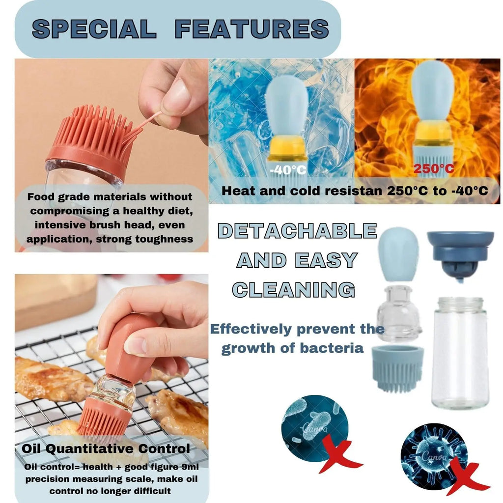 Oil Dispenser Bottle for Kitchen with Brush (2 in 1) Magic Oil Bottle with Silicone Oil Brush, ideal for Air Fryer, BBQ, Frying,