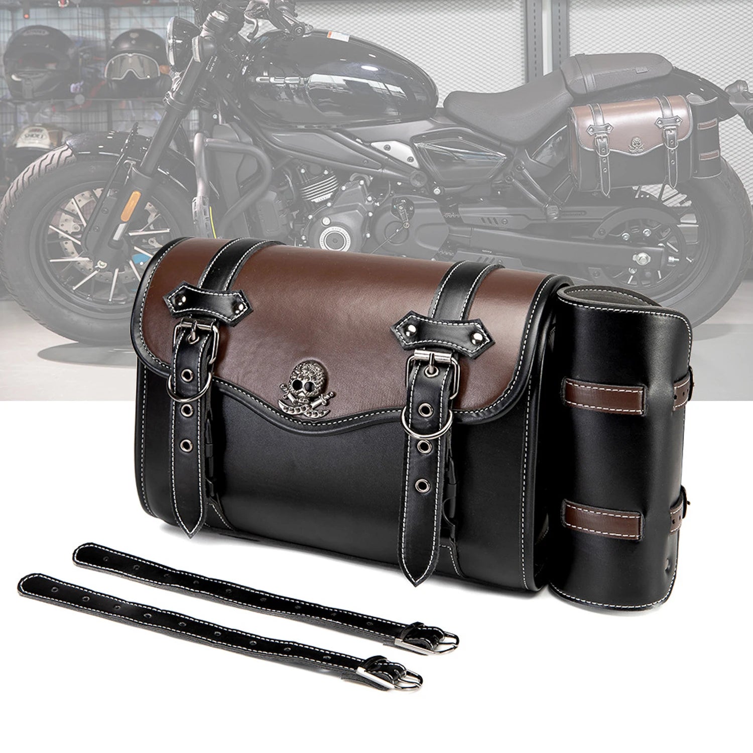 New PU Leather Motorcycle SaddlebagsWaterproof Side Bag Motorcycle Accessories