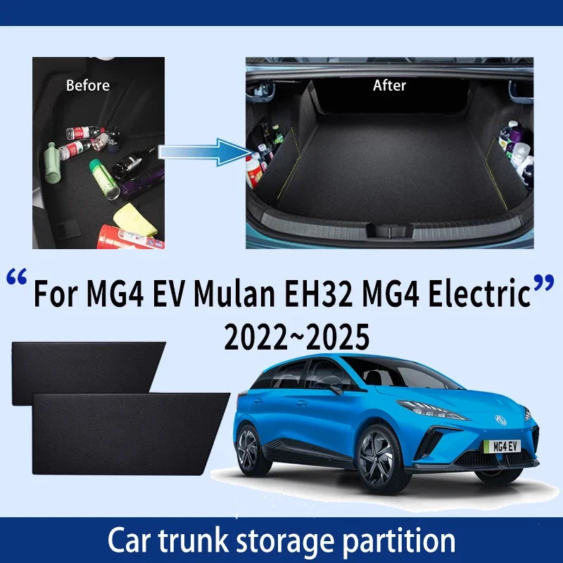 For MG4 EV Mulan EH32 2022~2025 Car Upgrade Trunk Storage Partition Multifunction Storage Box Auto Interior Accessories