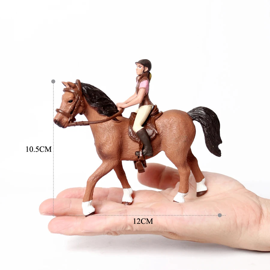 Realistic Equestrian Rider Horse with Saddle and Bridle Riding Playset Model Figures Decoration Educational Toys for Kids