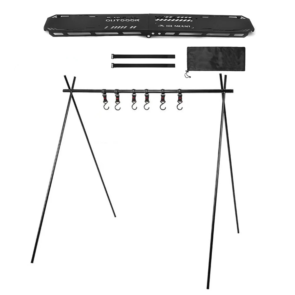 Folding Camping Hanging Rack Shelf Top Plate Aluminum Alloy Triangle Storage Hanger Picnic Cookware Pot Pan Hanging Rack S/L