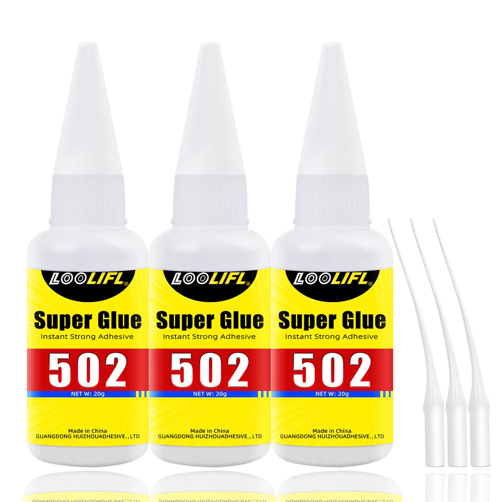 Loolifl 502 Super Glue 20g Cyanoacrylate Adhesive Household Quick Dry Waterproof Glue for Daily Repair DIY Craft Multi-Purpose