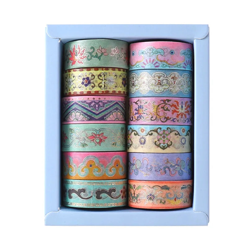 12Pcs/Set Japanese Style Washi Tapes Masking Tape Washi Stickers Scrapbooking Adhesive DIY Decorative Stationery School Supplies