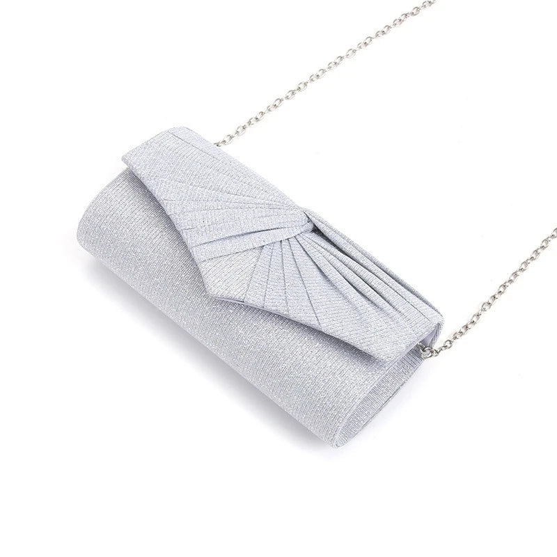 Crossbody Dinner Bag, Pleated and Patterned Women's Bag, Solid-color Clutch Clutch, Chain Evening Makeup Bag