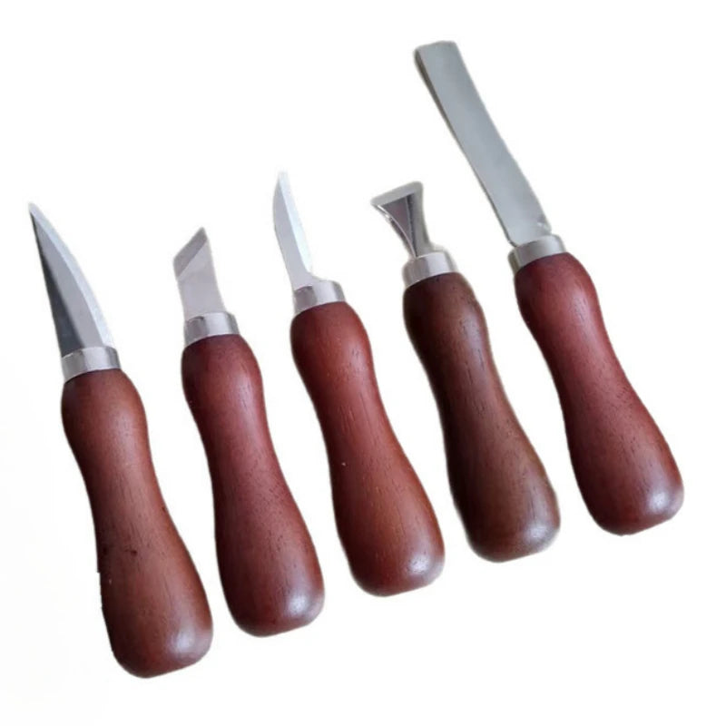 5PCS Wood Carving Knife Set Ergonomic Hook Chisel for Spoon Durable Sculptural Beginner Professional Tools