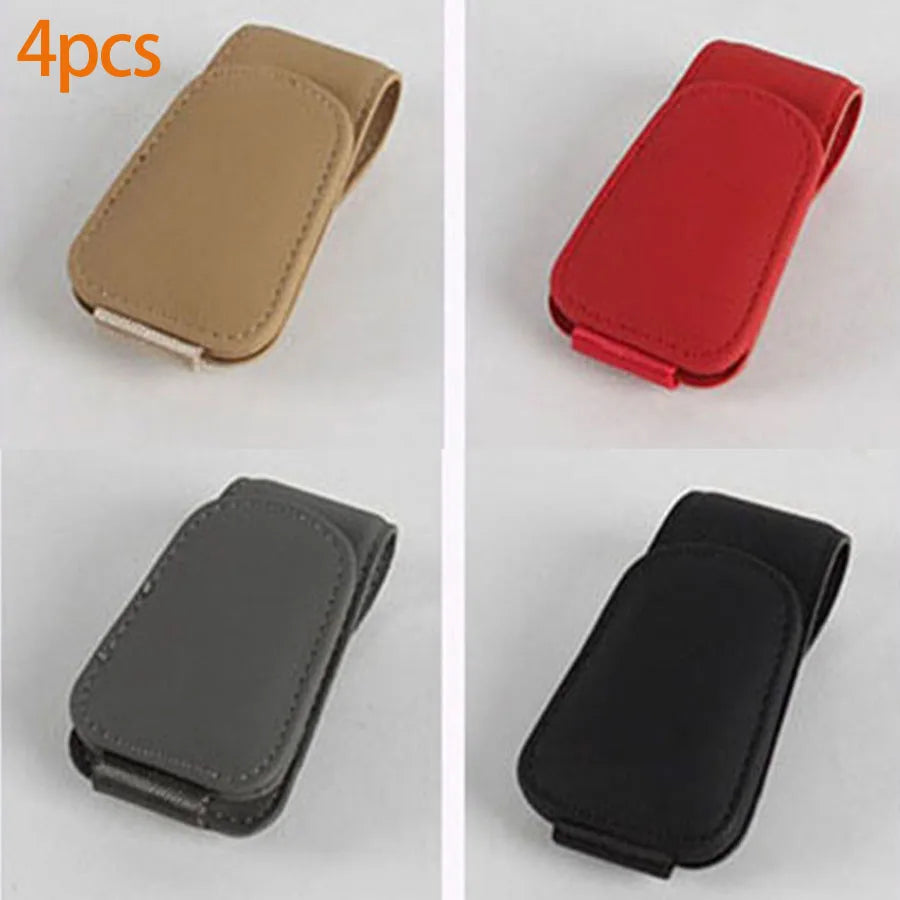 Universal Car Auto Sun Visor Eyeglass Hanger Clip Leather Glasses Holder Magnetic Multi-Function Automobile Accessories Storage