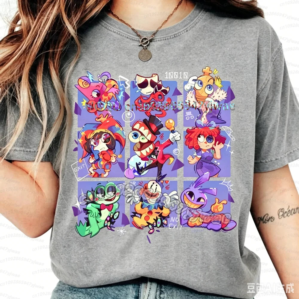 The Amazing Digital Circus Periphery T-shirt Men and Women New Summer Cotton Y2K Clothing Fashion Comfortable Short Sleeve Tops