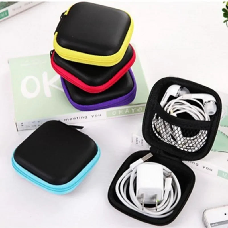 EVA Earphone Case Square Shape Charging Line Cable Organizer Box Portable Coin Storage Bag Keys Holder Case Box