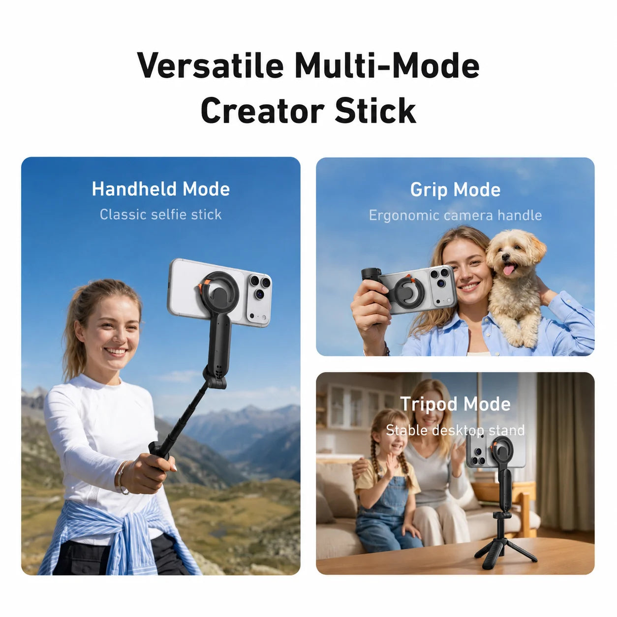 TELESIN Mini Magnetic Carabiner Wireless Shooting Aid Remote Control Hand Grip Phone Holder Selfie Stick Tripod for Smart Phone