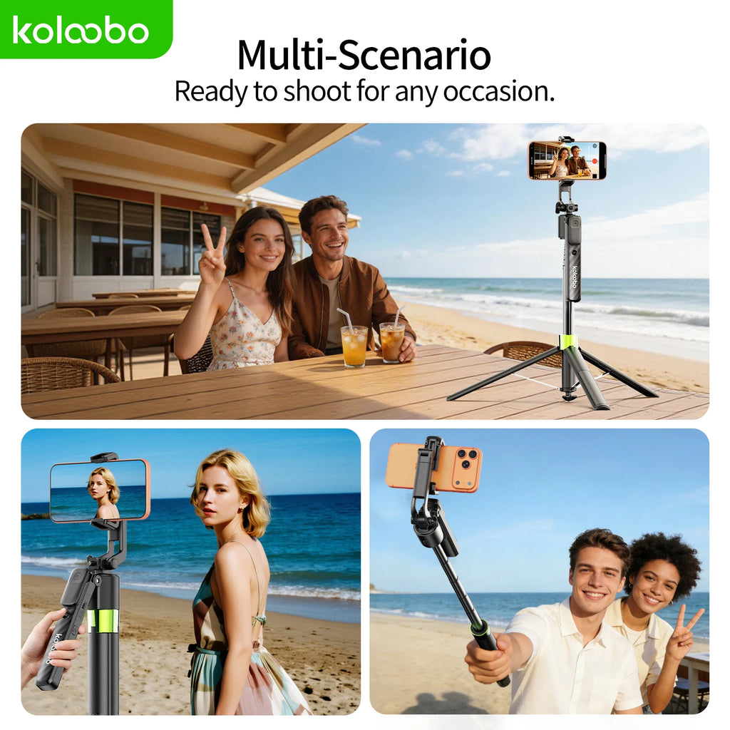 74" Gimbal Selfie Stick AI Face Tracking with Bluetooth Remote 1/4” Screw Tripod Stand for iPhone Vlog Streaming Photography