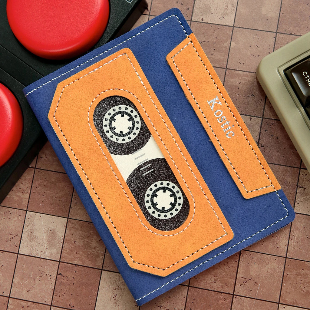 Custom Cassette Tape Passport Cover with Name Personalized Retro Cassette Tape Passport Holder Custom Name PU Leather TravelGift