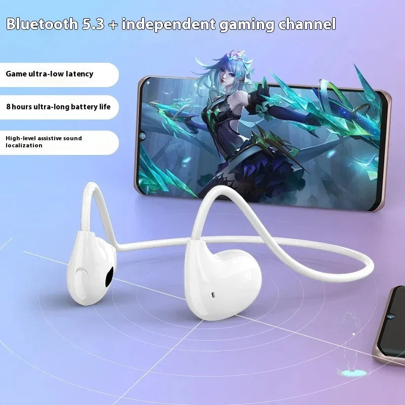 Detachable Air Conduction Wireless Earphones Open-Ear Bluetooth 5.3 Sport Headset with Built-in Mic for Workouts & Music