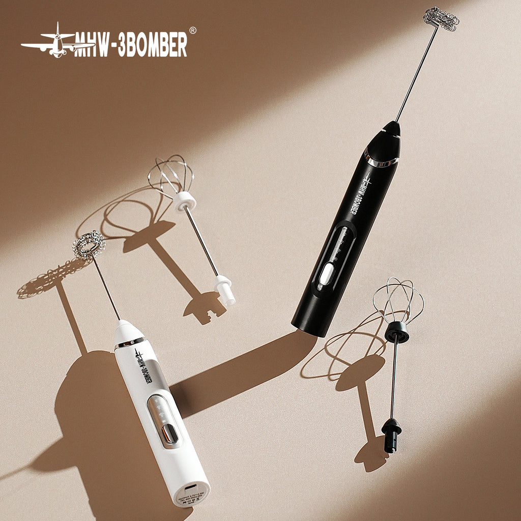 MHW-3BOMEBR Rechargeable Milk Frother Handheld Electric Foam Maker Stainless Steel Whisk Drink Mixer Foamer for Latte/Cappuccino