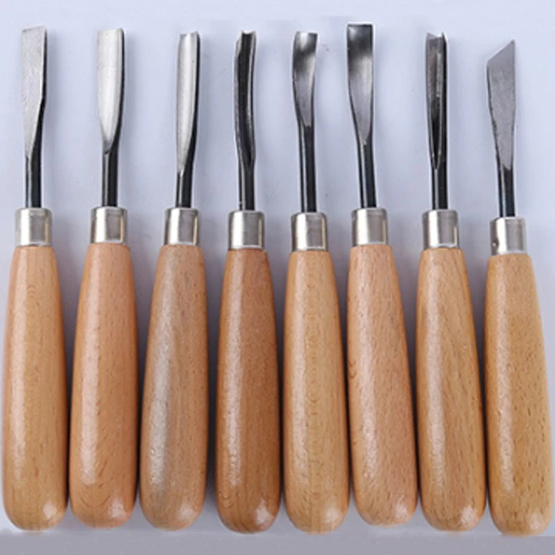 8Pcs and 6Pcs Woodpecker Dry Hand Wood Carving Tools, Professional Woodworking Graver Chisel Kit Gouges Tools