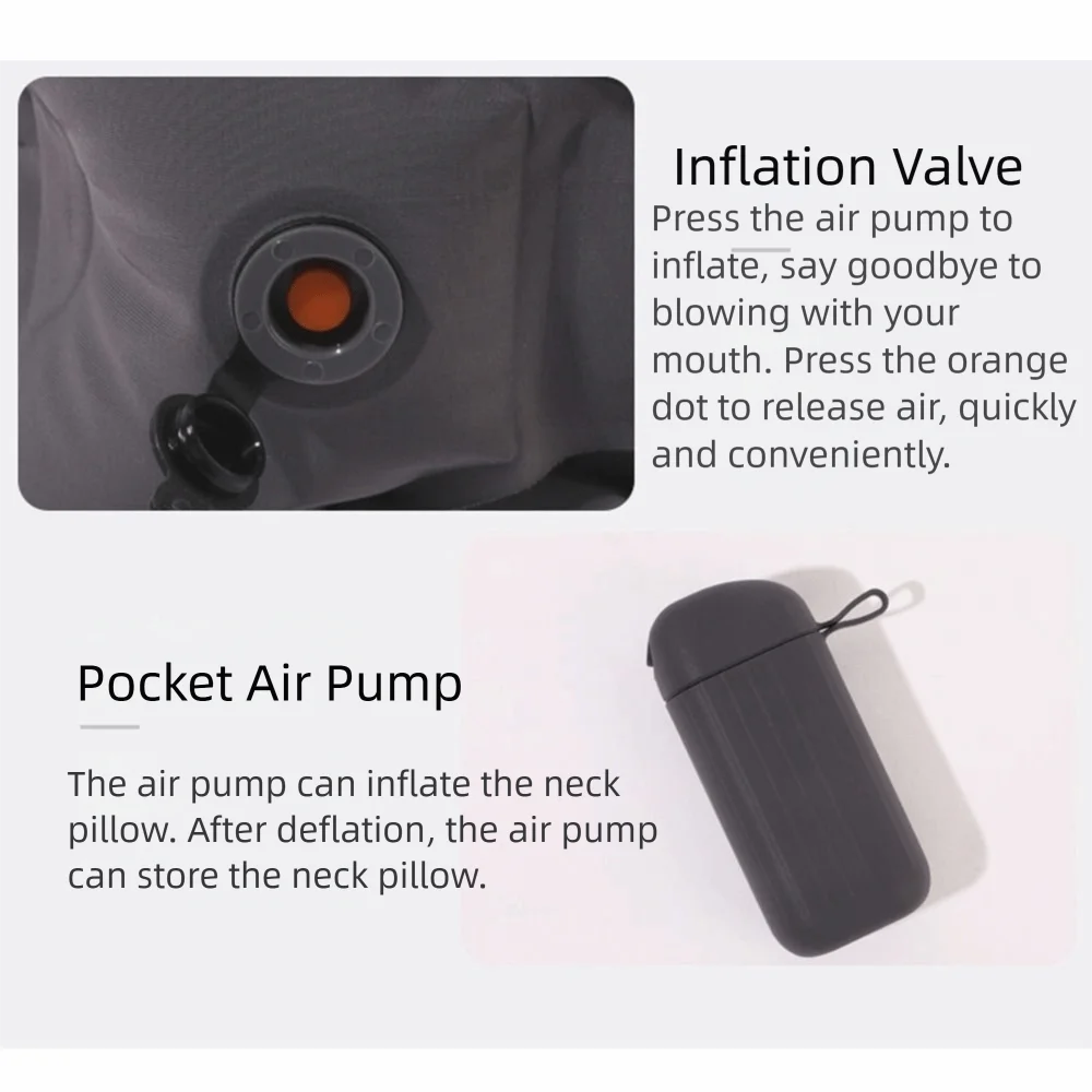 Manual Inflation Inflatable Neck Pillow Ultralight Breathable Napping Neck Headrest Adjustable with Air Pump