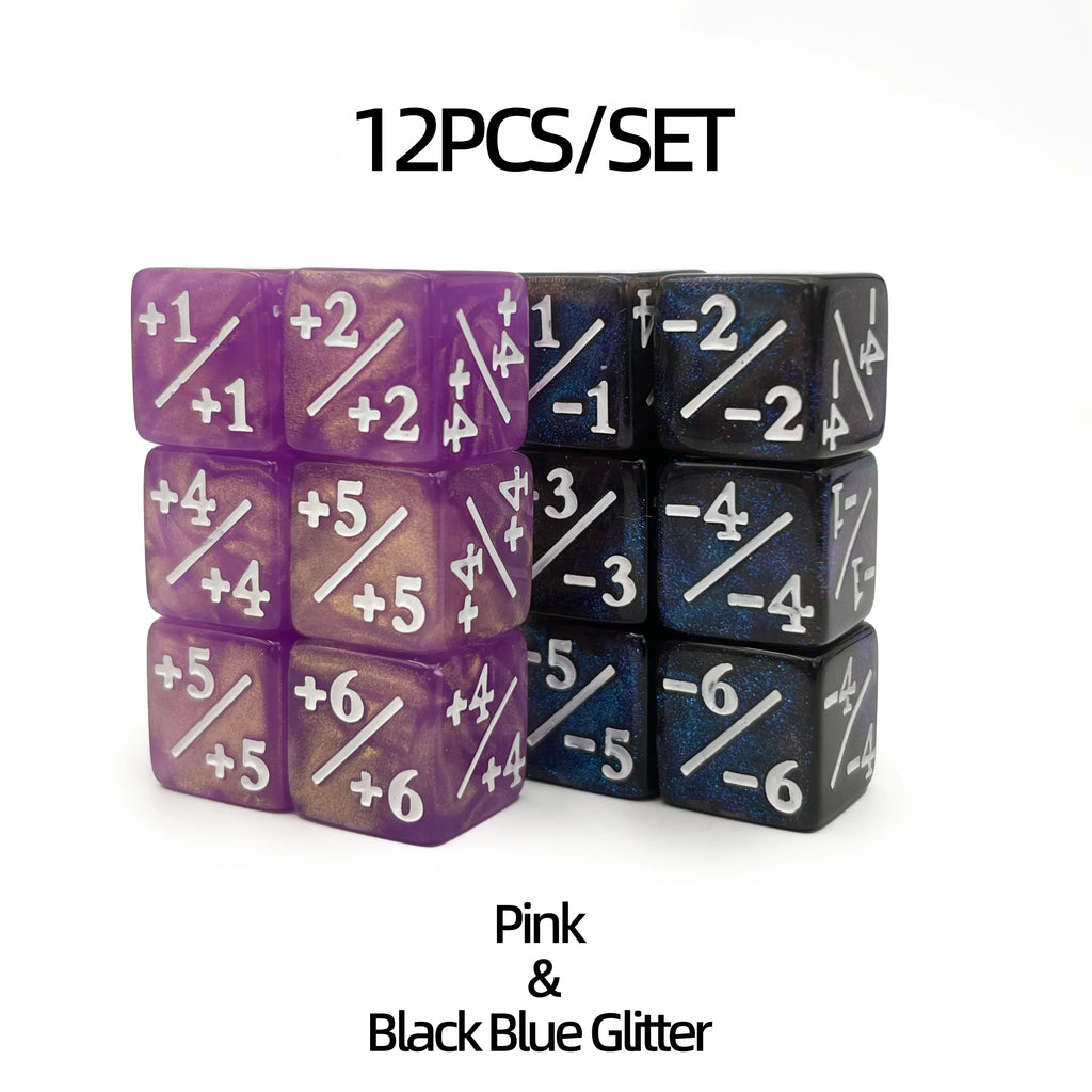 12 PCS MTG Dice Counter Life Tokens Negative Plus One Dice Set for MTG, TCG, Card Game Accessories