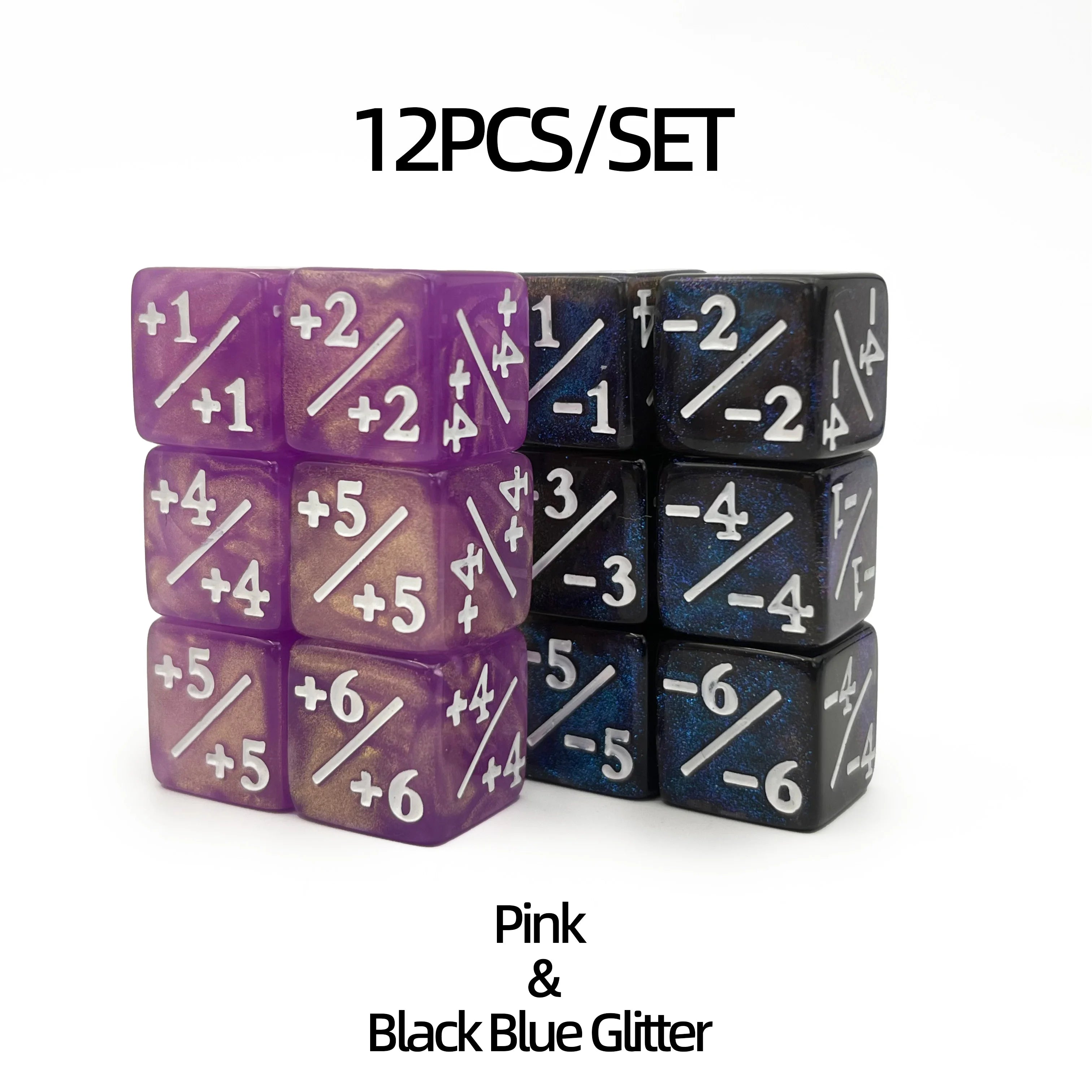 12 PCS MTG Dice Counter Life Tokens Negative Plus One Dice Set for MTG, TCG, Card Game Accessories