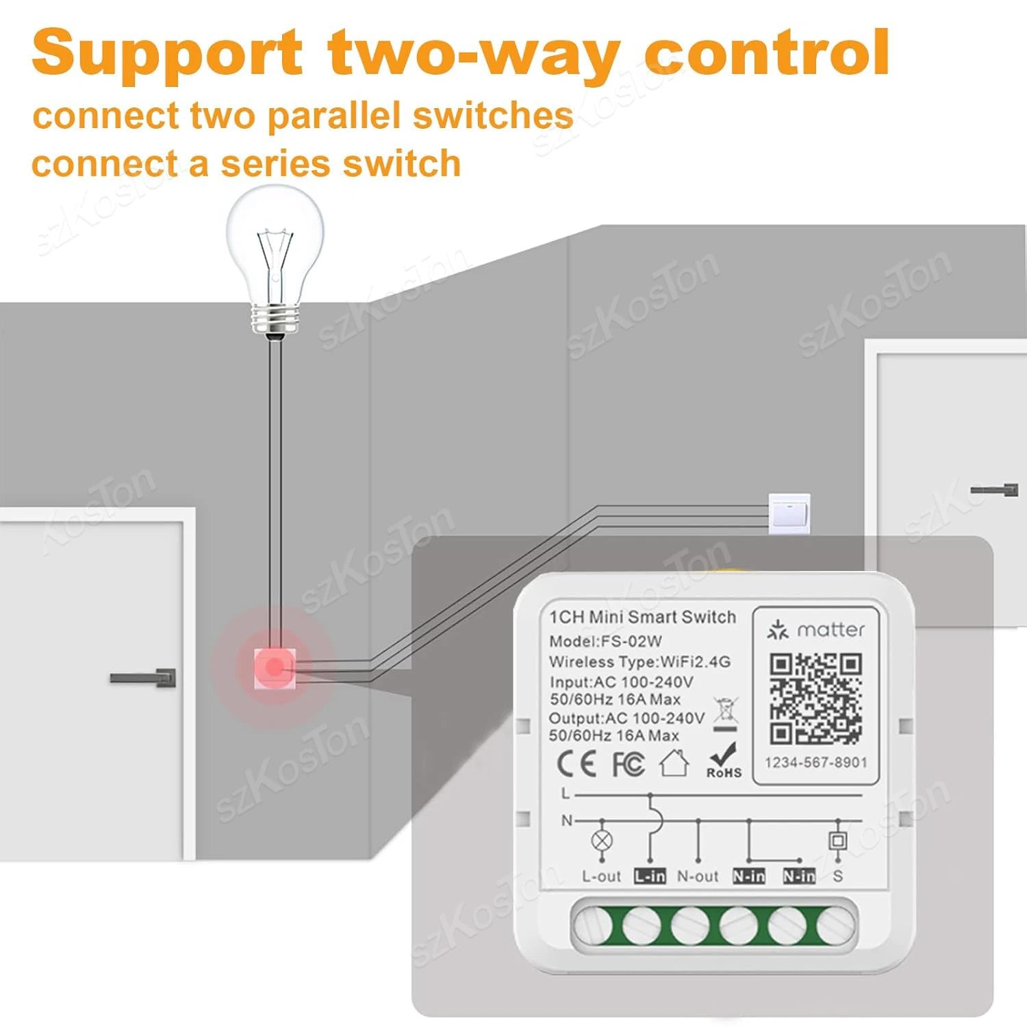 Matter WIFI Smart Switch 1 CH Module Automation Relay Smart Breaker Voice Control Homekit Siri Alexa Google Home