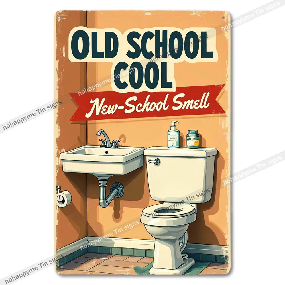 Retro Metal Tin Bathroom Signs Wall Decor for Home Restroom Vintage Toilet Humor Art Unique Gift Ideas
