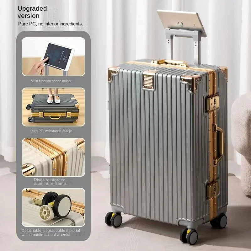 20-30inch Shockproof and Drop-resistant Suitcase Large Capacity Travel Luggage Aluminum Frame Password Lock Student Trolley Case