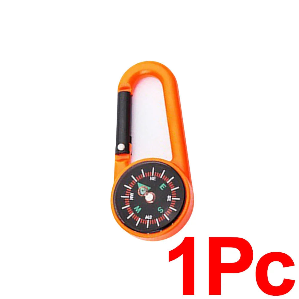 Outdoor Compass Carabiner Mini Camping Keychain Mountaineering Hiking Backpack Buckle with Compass Survival Children Gifts