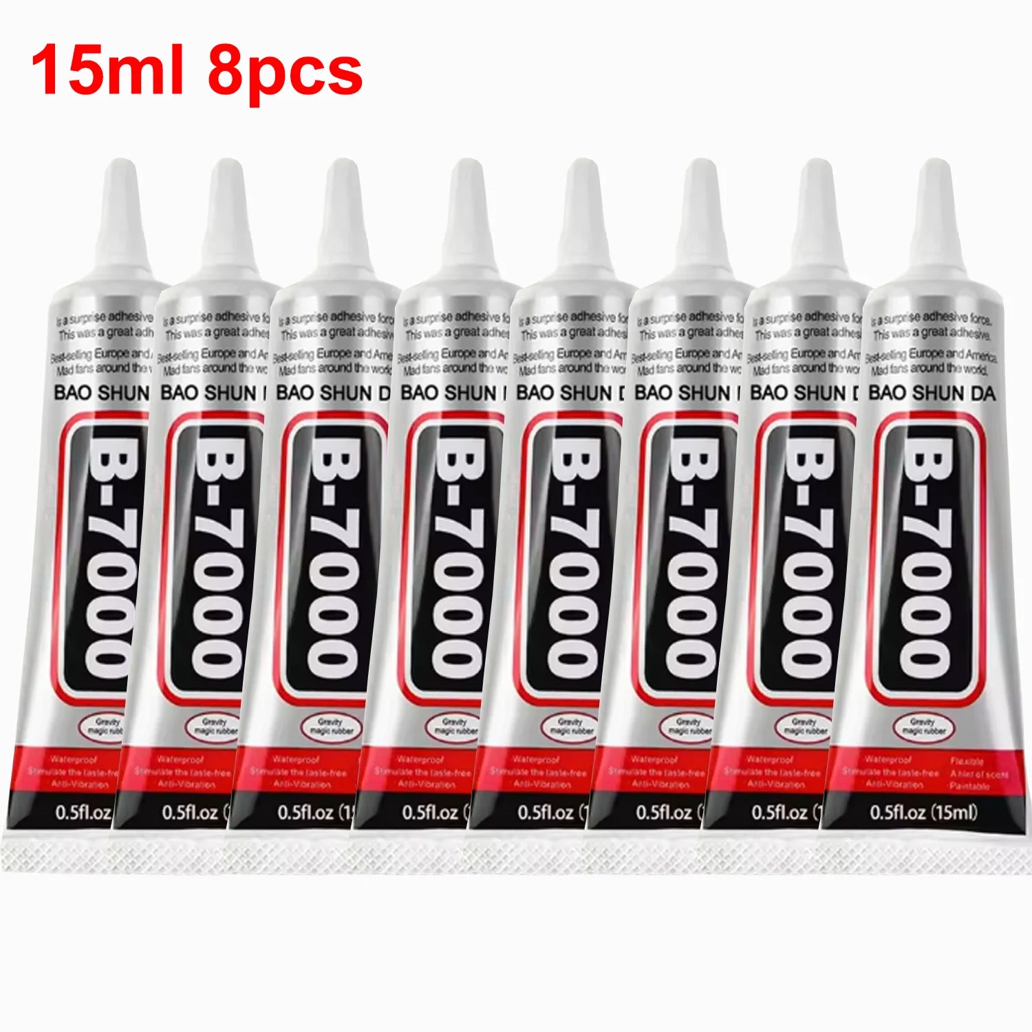 8PCS 15mL B-7000Car Emblem Repair Adhesive,strong transparent adhesive suitable for loose tail emblems, metal badges, plastic .