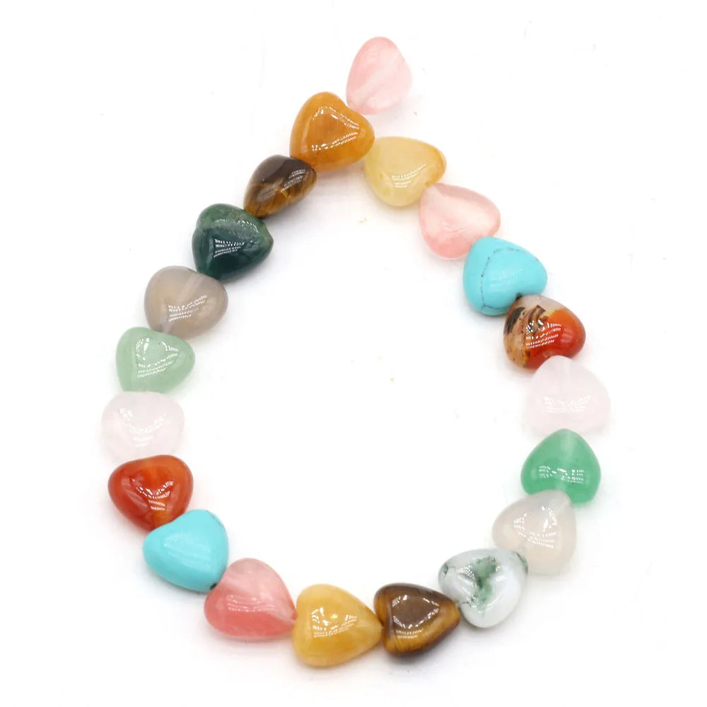 10mm Natural Stone Heart Spacer Beads Crystal Quartz Healing Stone Beads for Jewelry Making DIY Necklace Bracelet Accessories