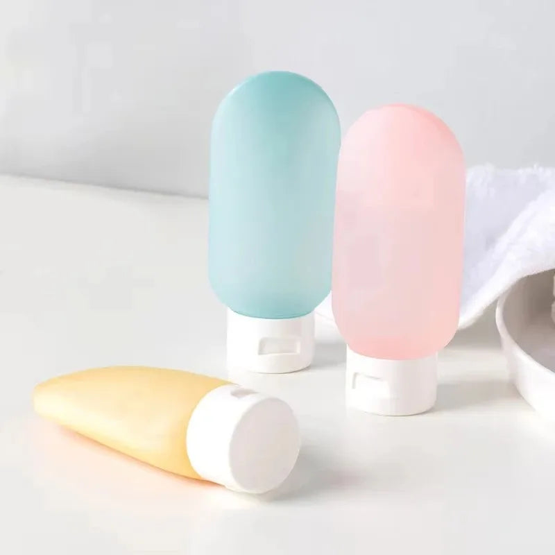 4Pcs/Set Travel Botttle Set 60ml Refillable Bottle Soft Silicone Lotion Shampoo Container Squeeze Tube Empty Bottle Wholesaleliu