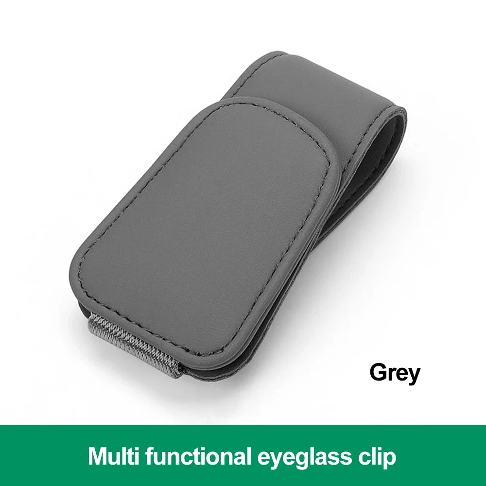 Universal Car Sun Visor Eyeglass Hanger Clip PU Leather Magnetic Glasses Holder Multi-Function Storage Auto Interior Accessories