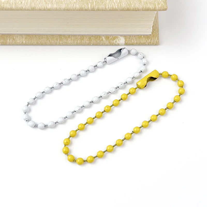 10 Colors 11.5cm 50-200piece 2.4mm Baking Paint Metal Bead Chain Round Wave Chain Handmade DIY Tag Keychain Toy Pendant Material