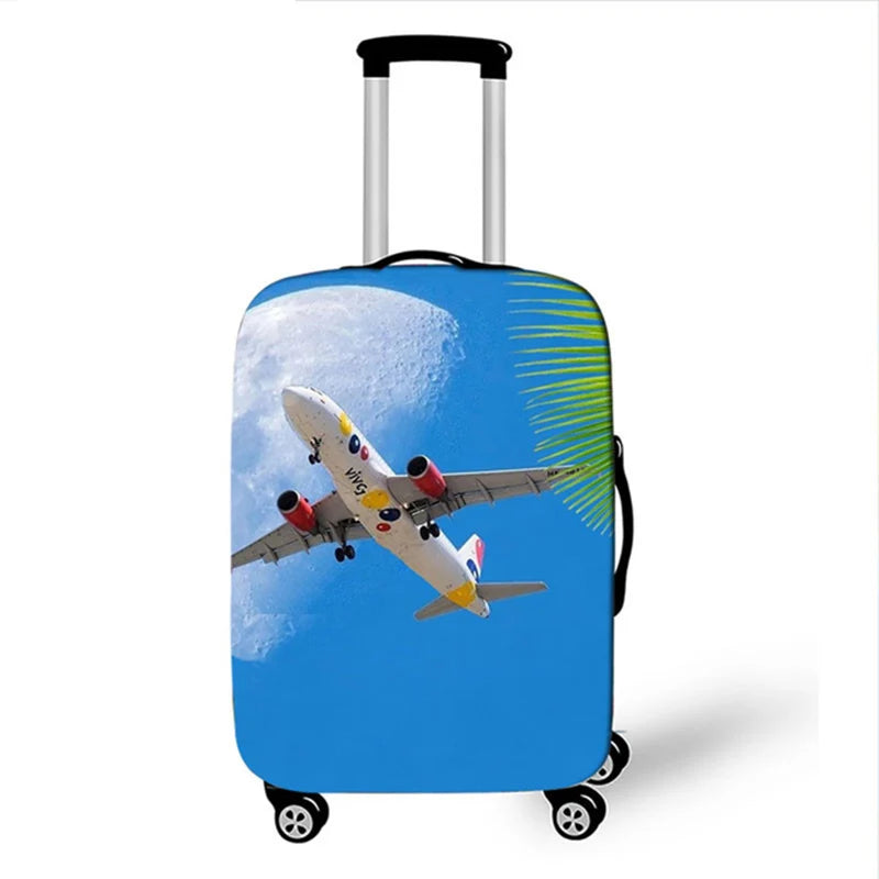 3D Aircraft Travel Suitcase Cover Elastic Fabric Luggage Protective Cover 18-32 Inch Thicken Trolley Case Cover Travel Accessory
