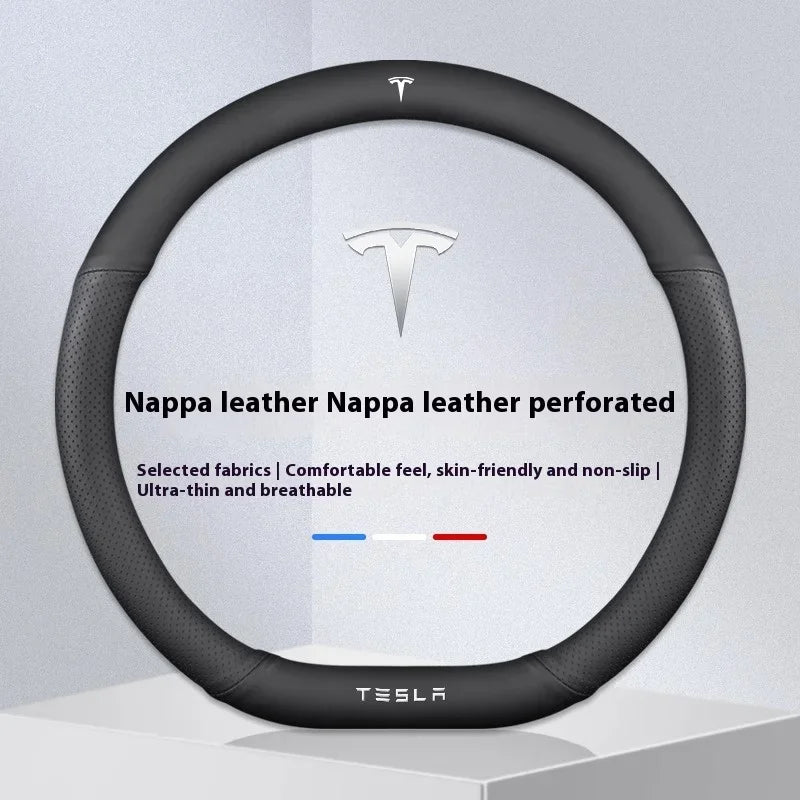 Suede Anti-slip Leather Car Steering Wheel Cover Auto Accessories for Tesla Model 3 Highland Y Juniper S Model X Roadster